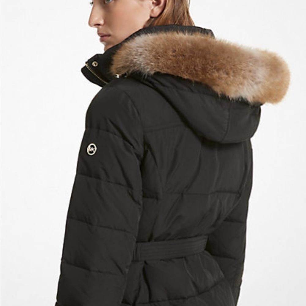 Michael Kors Black Puffer Jacket with Fur Trim - Picture 2 of 10